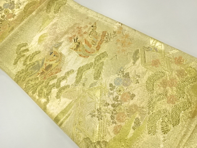 JAPANESE FUKURO OBI / WOVEN SCENERY OF MANSION